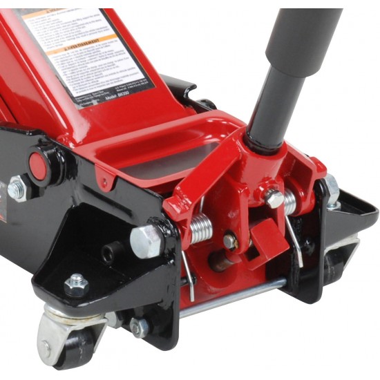 B6350 Black/Red Fast Lift Service Jack - 3.5 Ton Capacity, 28 1/2 L x 13 3/4 W x 6 1/2 H