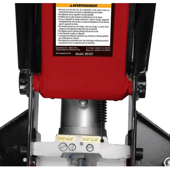 B6350 Black/Red Fast Lift Service Jack - 3.5 Ton Capacity, 28 1/2 L x 13 3/4 W x 6 1/2 H