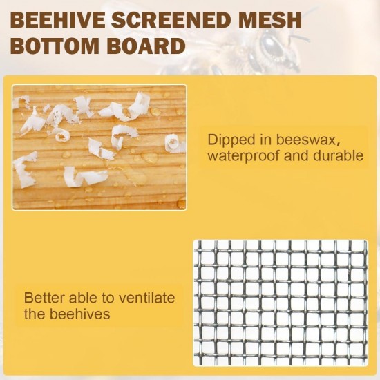 8 Frame Beehive Kit with Screened Bottom Board Dipped in 100% Beeswax Bee Hive Boxes Starter Kit for Bee Keekeepers - Langstroth Beehive Kit with 2 Honey Bee Hives Boxes