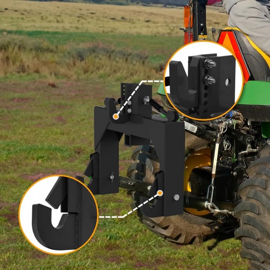 3 Point Quick Hitch fits Cat 1 & 2 Tractors 3-Pt Attachments with 2 Receiver Hitch 3000 LB Lifting Capacity