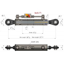 Hydraulic Top Link Cat. 2-2 with Locking Block 16 15/16” - 23 1/4” with 2 x Hoses