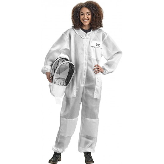 U84 Ultralight Beekeeper Suit with Fencing Veil, 4XL, Silver White