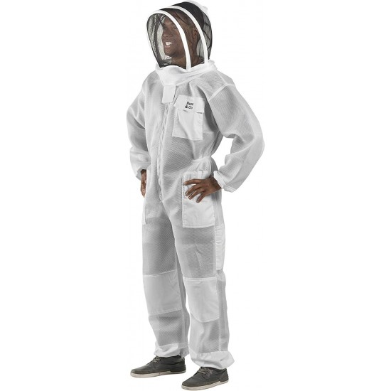 U84 Ultralight Beekeeper Suit with Fencing Veil, 4XL, Silver White