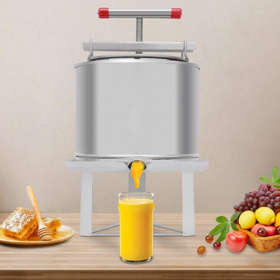 Mesh Manual Honey Presser Household Beekeeping Honey Pressing Machine Stainless Steel Fruit Honey Press Tools Wine Making Equipment,9.45x 11in Inner Bucket