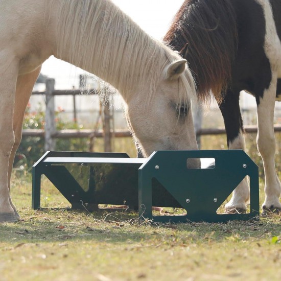 Solution4Patio Portable 45 Long Galvanized Steel Livestock Feeding Trough, Heavy-Duty Large Capacity Feeder, Easy to Clean, for Calves, Sheep, Horses, Alpacas and Goats, Cyan Color