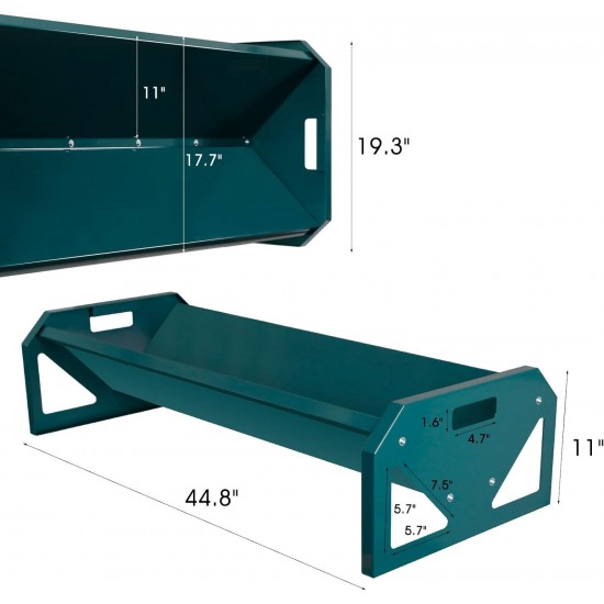 Solution4Patio Portable 45 Long Galvanized Steel Livestock Feeding Trough, Heavy-Duty Large Capacity Feeder, Easy to Clean, for Calves, Sheep, Horses, Alpacas and Goats, Cyan Color