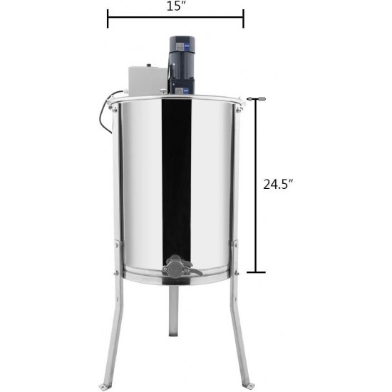 Upgraded Electric 4 Frame Honey Extractor, Stainless Steel Honeycomb Spinner Drum with Adjustable Height Stands, Beekeeping Pro Apiary Centrifuge Equipment