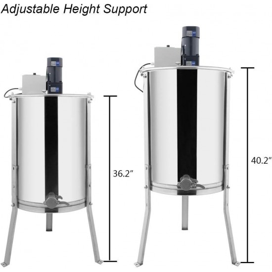 New Electric 4 Frame Honey Extractor Separator,Food Grade Stainless Steel Honeycomb Spinner Drum with Adjustable Height Stands,Beekeeping Pro Extraction Apiary Centrifuge Equipment