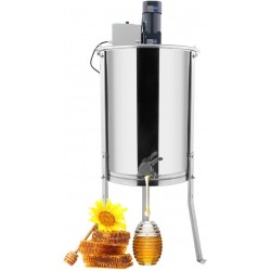 Upgraded Electric 4 Frame Honey Extractor, Stainless Steel Honeycomb Spinner Drum with Adjustable Height Stands, Beekeeping Pro Apiary Centrifuge Equipment