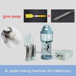 Cow and Goat Milking Machine, Pulse/Direct Suction Milking Machine, Automatic Portable Livestock Milking Equipment, 3L Cow and Goat Milking Machine, Silicone Milk Lining