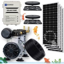 5.76CFM Solar Pond aerator, 300W Pond & Lake Aerator with 24V 5ah Power Box,100' Weighted Tubing, With Faster Sinking Diffusers, With 4pcs 100W solar panels