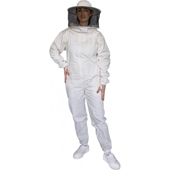 Professional Bee Suit with Round Hood Veil- Thick Cotton Bee Suit Sting-Less Protection Pro Beekeeper Suit Bee Keeper Suite Trajes De Apicultura XL