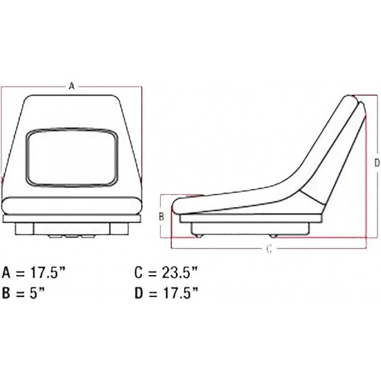 One New Bucket Seat Fits Bobcat 463, 540, 542, 542B, 543, 543B, 553, 553AF, 553F, 753, 753C, 753G, 753L, 763, 763G, 7753, 843, 843B, S100, S70 Models Interchangeable With 6598809, 6598809-A, B1