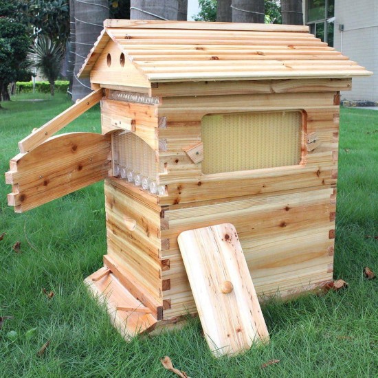 Flows Hive, Flows Hive Beehive, Beehive with 7pcs Flows Frames, Bee House with 1pcs Super Boxes, 1pcs Brood Boxes(No Brood Frames), Bee Hives Starter Beekeeping Kits