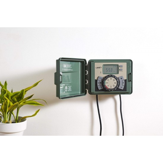 57896 6-Station Outdoor Swing Panel Sprinkler System Timer , Green & 91207 3-Valve Preassembled Manifold, Poly Pipe