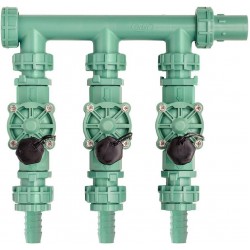 57896 6-Station Outdoor Swing Panel Sprinkler System Timer , Green & 91207 3-Valve Preassembled Manifold, Poly Pipe