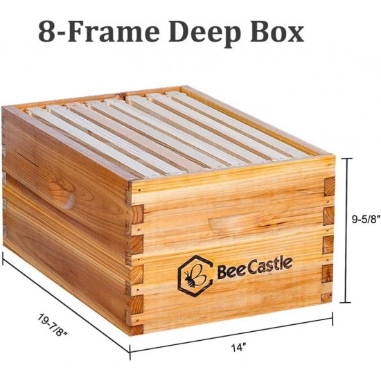 8 Frame Bee Hive Complete Kit, 100% Beeswax Coated Bee Hive Includes Frames and Foundation Sheet (2 Layer)