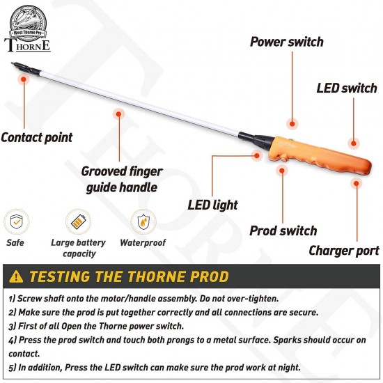 Cattle Prod, Newest Waterproof Cattle Prod Stick with LED Light, Rechargeable Electric Livestock Prod for Cow Pig Goats and More, X Series