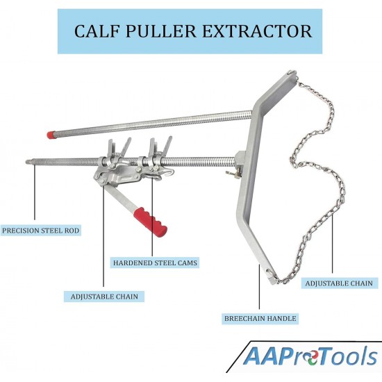 Durable Baby Cow delivery Apparatus Calf Puller & (1pc) OB Handle, (1pc) Chain 30 Veterinary Instruments for Dairy Farm