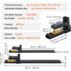 60 Pallet Forks, 4000lbs Clamp on Pallet Forks Heavy Duty Quick Attach Bucket Fork for Tractor Loader Skid Steer