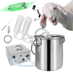 Electric Milking Machine for Goats 3L Portable Pulsation Adjustable Vacuum Pressure Pump Milker with Livestock Milking Machine