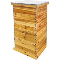 5-Layer Langstroth Beehive Dipped in 100% Beeswax, Complete Bee Hives and Supplies Starter Kit Includes 2 Deep Hive Bee Box & 3 Super Bee Hive(No Frame).