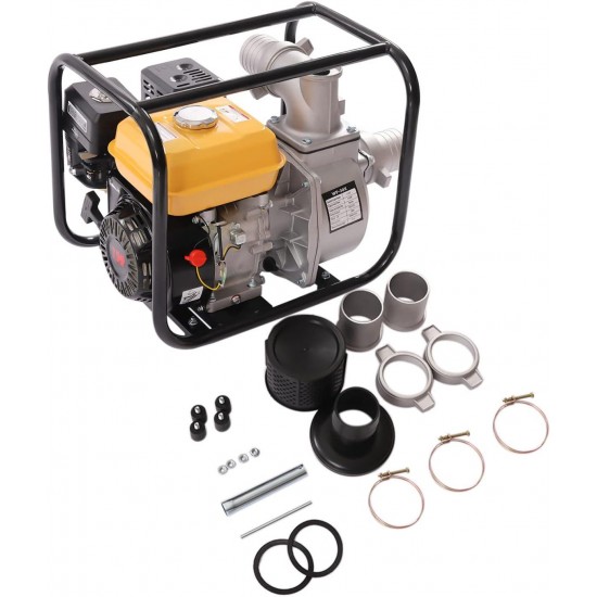 Gas Gasoline Water Pump, Water Transfer Pump, High Pressure Water Pump, High Pressure Pump for Irrigation Pool, Portable Gas Engine High Pressure Water Pump (3 Inch 4-Stroke 210CC 7.5HP Yellow)