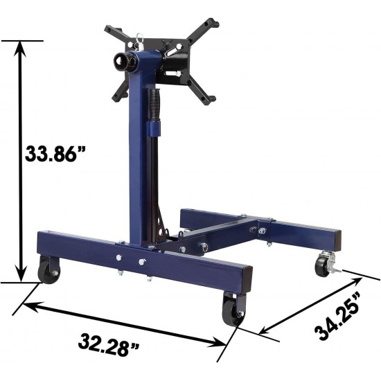 AT26801UR Torin Steel Rotating Engine Stand with 360 Degree Rotating Head and Folding Frame, 3/4 Ton (1,500 lb), Blue