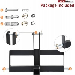 3 Point Hitch Receiver for Category 1, 2 Receiver Tractor Drawbar Attachments with Suitcase Weight Brackets