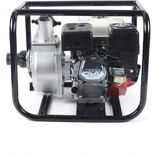 6.5HP 4 Stroke Gas Water Pump 210CC Petrol Water Semi Trash Pump, 2 High Pressure Garden Irrigation Water Transfer Pump for Farmland, Field, Garden,Car Washing