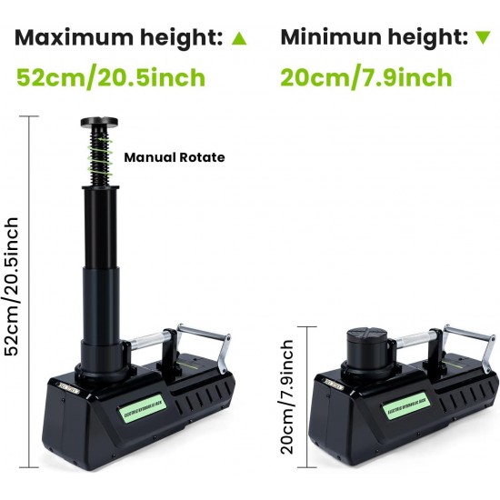 Electric Car Jack 15 Ton,Hydraulic Car Jack Kit 12V DC,Electric Floor Jack with LED Light for RVs,Vans,Trucks,SUVs Tires Change&Garage Repair