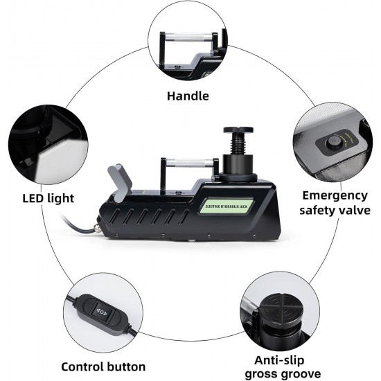 Electric Car Jack 15 Ton,Hydraulic Car Jack Kit 12V DC,Electric Floor Jack with LED Light for RVs,Vans,Trucks,SUVs Tires Change&Garage Repair