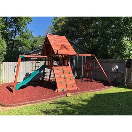 Rubber Mulch Nuggets Protective Flooring for Playgrounds, Swing-Sets, Play Areas, and Landscaping (2,000 LBS - 77 CU. FT, Red)