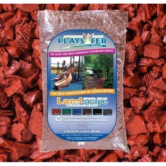 Rubber Mulch Nuggets Protective Flooring for Playgrounds, Swing-Sets, Play Areas, and Landscaping (2,000 LBS - 77 CU. FT, Red)