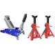 T815016L Torin Hydraulic Low Profile Aluminum and Steel Racing Floor Jack, 1.5 Ton (3,000 lb) Capacity, Blue &  Basics Steel Jack Auto Stands, 3 Ton Capacity, 1 Pair