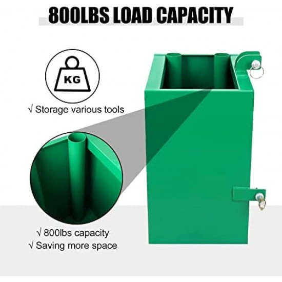 3 Point Ballast Box Category 1 Tractor and Loader Hitches Attachment 800lb Capacity and Standard 2'' Hitch Receiver,Green