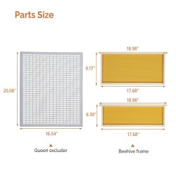 10 Frames Beehive, Complete Beehive Kit Includes 1 Deep Boxes, 1 Medium Box, Frames and Waxed Foundations, for Yard, Field, Bee Farm (2 Layer)