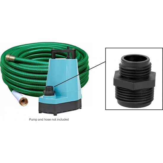 APCP-1700 115-Volt, 1/3 HP, 1745 GPH, Automatic, Submersible, Swimming Pool Cover Pump with 25-Ft. Cord, Light Blue, 577301 & 599030, GH-1 1-Inch MNPT by 0.75-Inch GHT Garden Hose