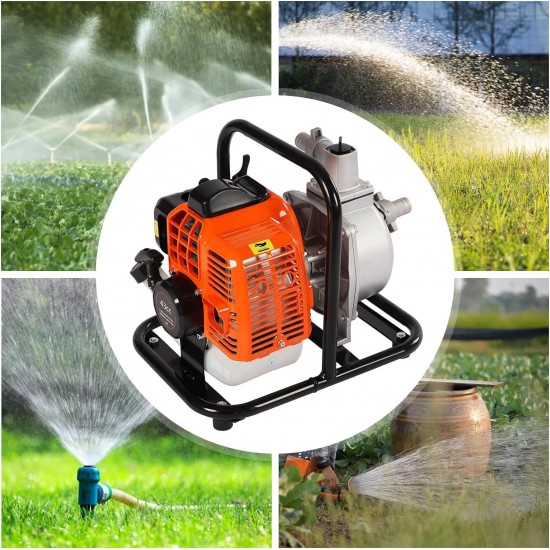 Irrigation Water Pump,1 Inch 43CC 1.7HP 6500rpm Gasoline Powered Water Transfer Pump Trash Pump,Small Portable Gas Powered Water Suction Pump For Farmland Garden Landscap (A Style)