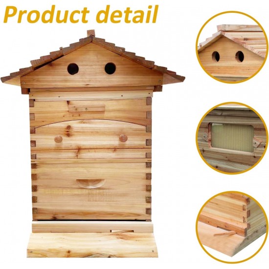 Flows Hive,Flow Hive Beehive Complete kit,Wooden Beekeeping House,Food Grade BPA (Beehive Frame+Wooden Box)