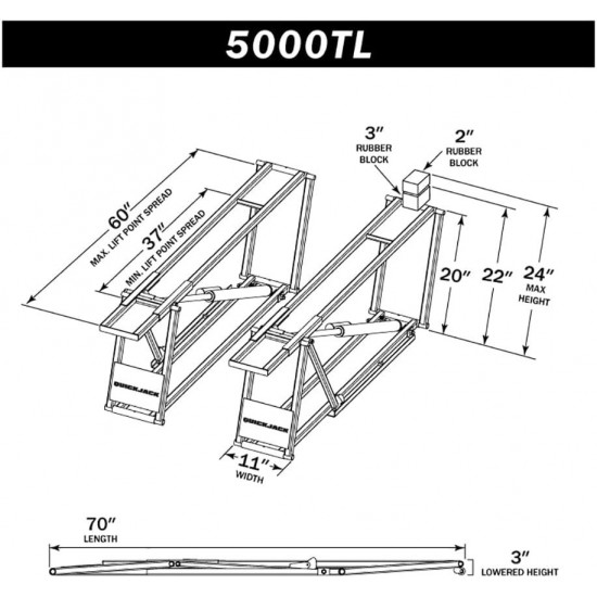 5000TL 5,000lb Portable Car Lift with 110V Power Unit