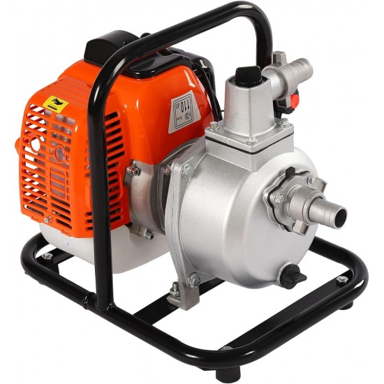 Water Pump 43CC 7Hp 2-Storke Gas Powered High Pressure Water Transfer Pump Self Priming, 1 Inch Intake, 26FT Suction, 98FT Lift