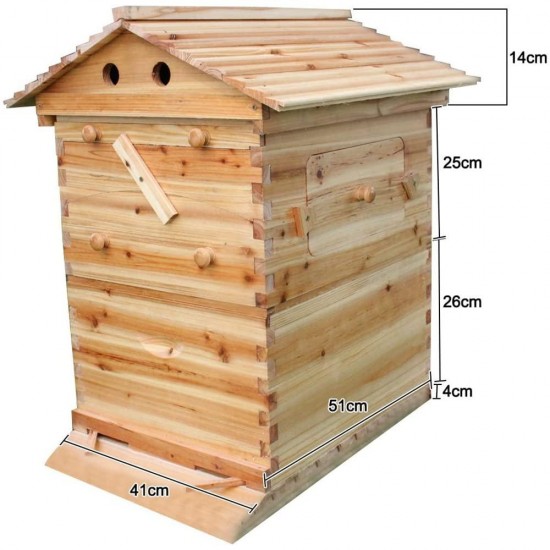 Flows Beehive Kit,Wooden Beekeeping House Beehive Boxes with 7 PCS Auto Bee Hive Frame for Beginning Professional Beekeepers