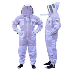 3 Layer Beekeeping Suit With Fancing Veil Sting Proof One Pair Gloves (2XL)