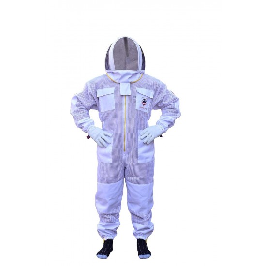 3 Layer Beekeeping Suit With Fancing Veil Sting Proof One Pair Gloves (2XL)