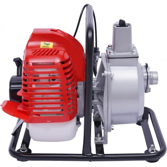 Gas Gasoline Water Pump, 43CC 2HP 7000rmp 2-Stroke Industrial Water Pump Air-Cooled Gasoline High Pressure Pump for Irrigation Pool, Landscaping or Gardening Irrigation