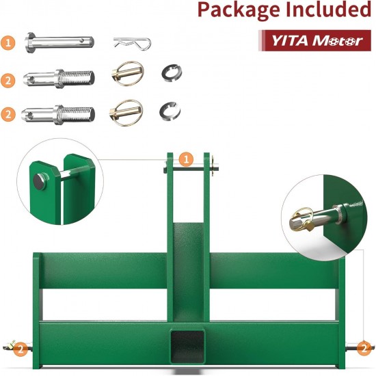 3 Point Hitch Receiver Tractor Drawbar Attachment 3-Pt with Suitcase Weight Brackets for CAT 1