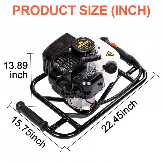 52cc 2.4HP Gas Powered Post Hole Digger with Two Earth Auger Drill Bit 6 & 10Earth Digger EPA Compliant | 2 Packages