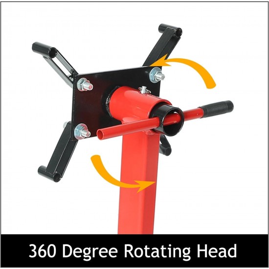 Auto Repair Rebuild Steel Engine Stand Folding Motor Hoist Dolly Mover Jack with 360 Degree Rotating Head, 1250 LB Capacity, Red