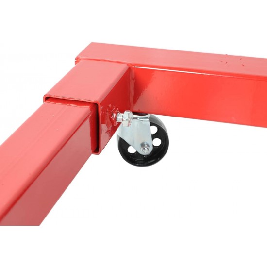 Auto Repair Rebuild Steel Engine Stand Folding Motor Hoist Dolly Mover Jack with 360 Degree Rotating Head, 1250 LB Capacity, Red